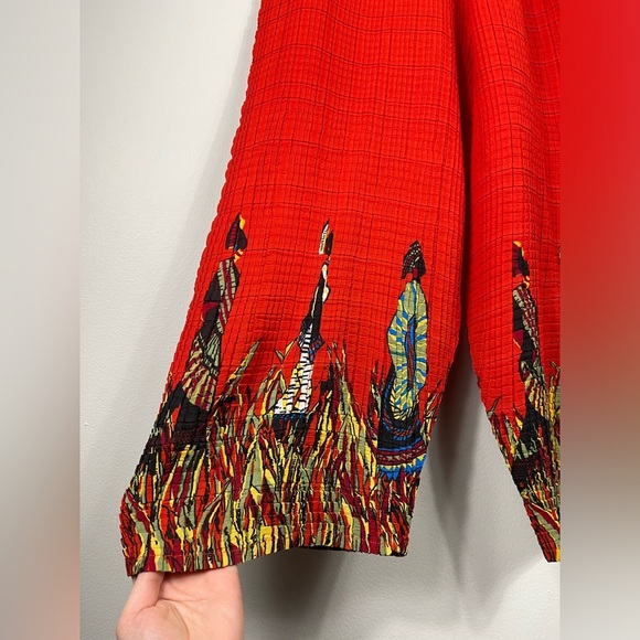 Midnight Velvet Strechy African Indian Print Pants Ladies Red-Orange Size L - Picture 2 of 11